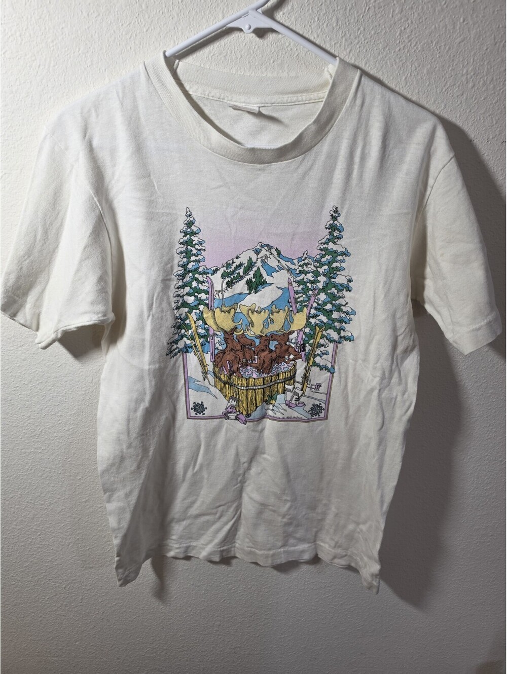 Vintage Shirt Funny Mooses In Hot Tub